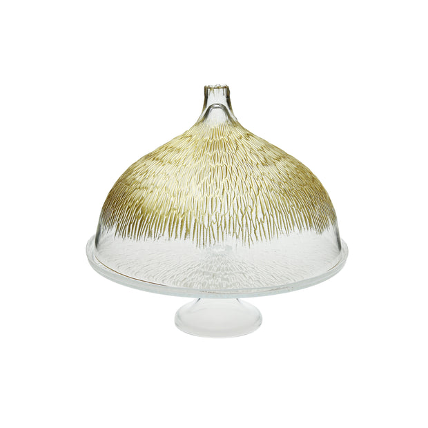Glass Cake Stand with Gold Dome