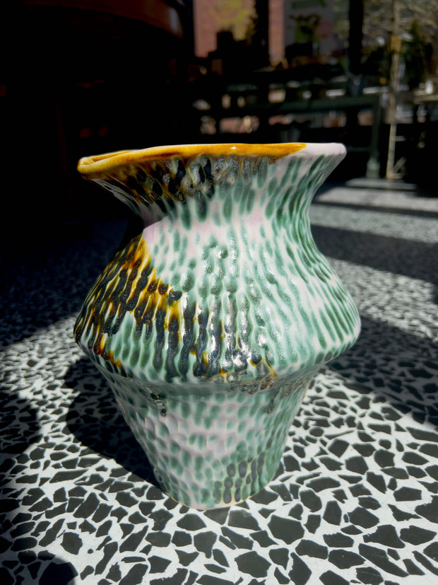 PINK & GREEN Textured Lip Vase