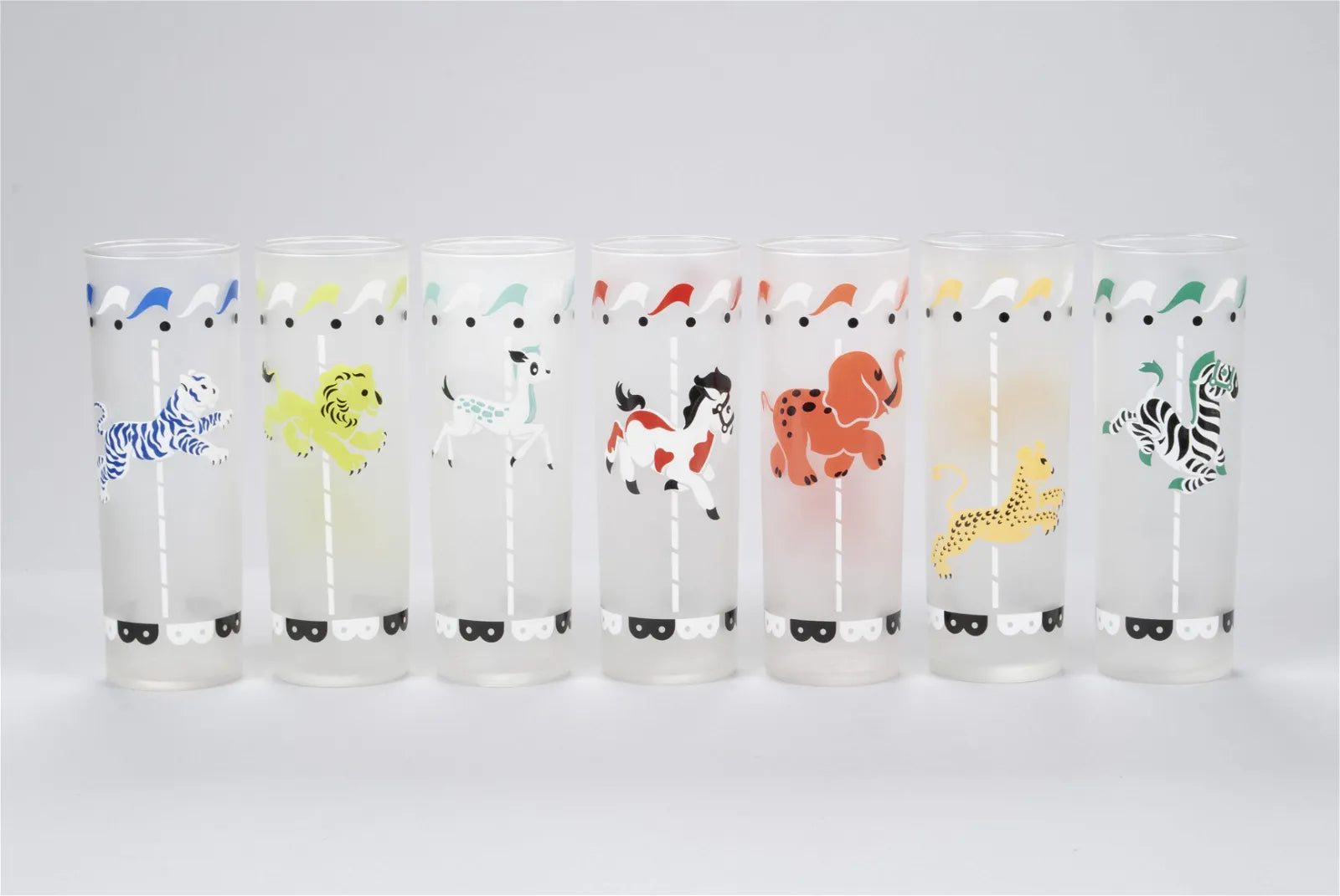 Carousel Animals Highball Cocktail Glasses Set (Set of 7) – A.MANO Brooklyn
