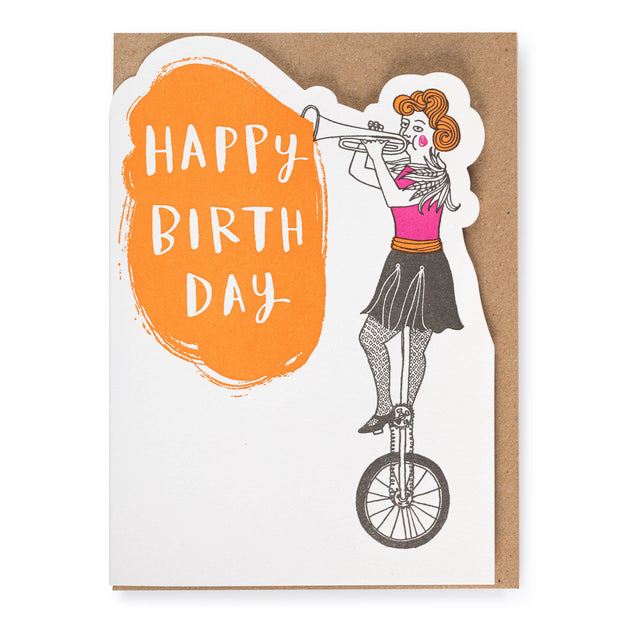 Happy Birthday Trumpeter Cutout Greeting Card