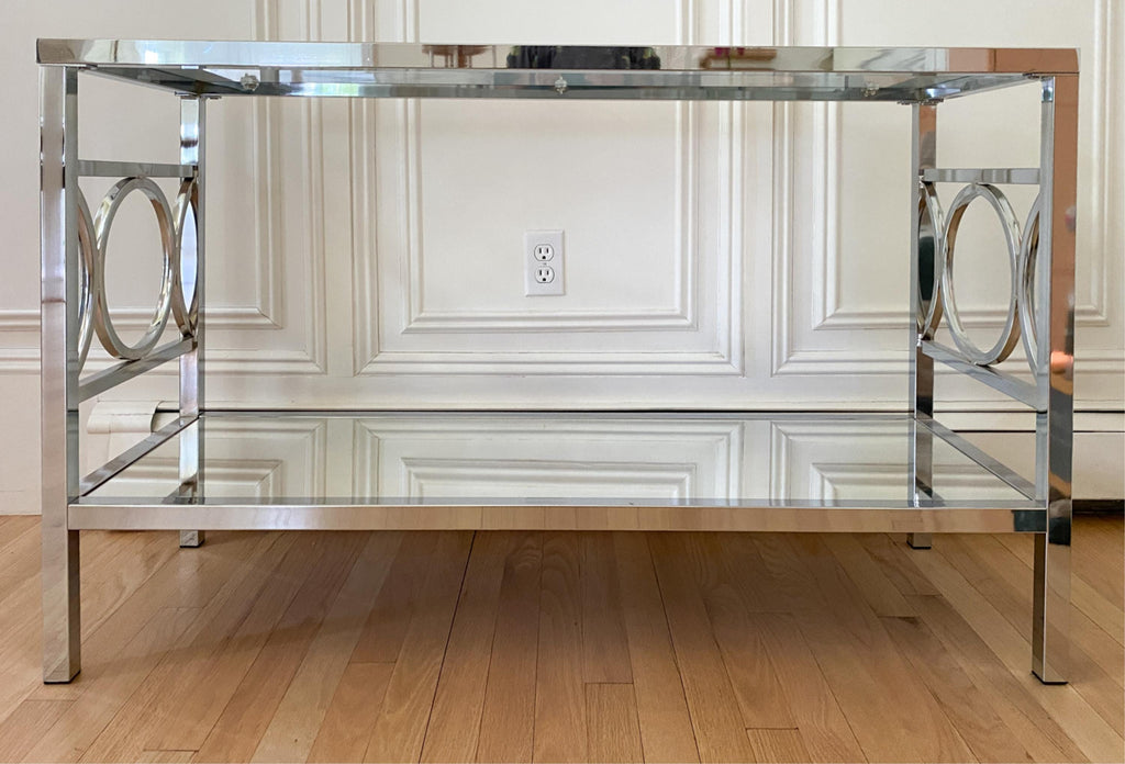 CHROME GLASS CONSOLE TABLE