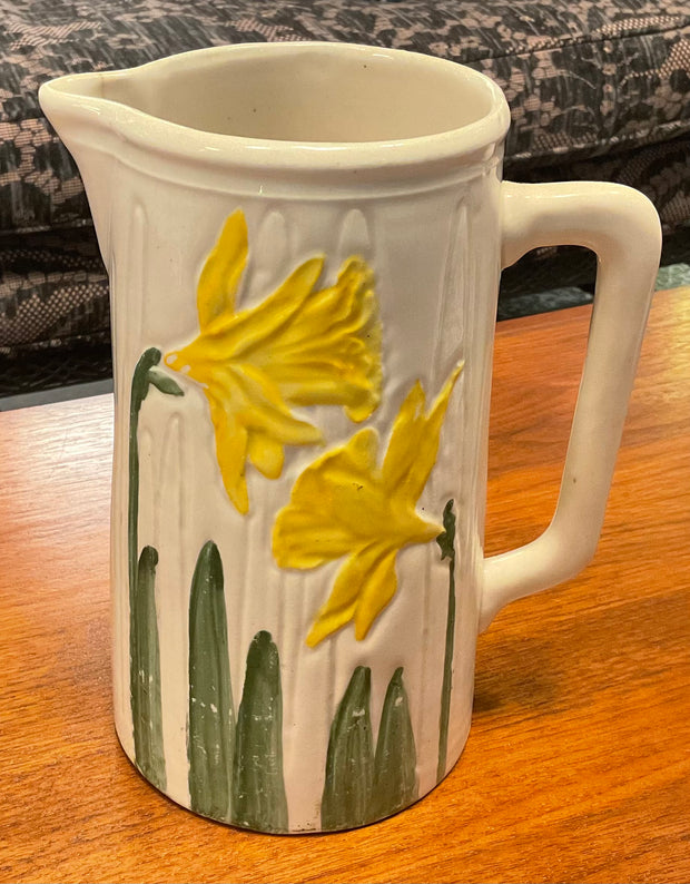 Wheeling Pottery Majolica Iris Pitcher