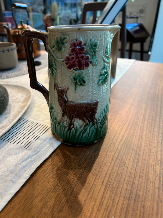 Majolica Pitcher with Deer