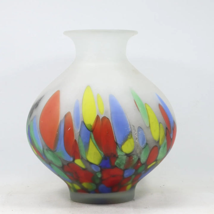 Poland Satin Art Glass Vase with Color Spots
