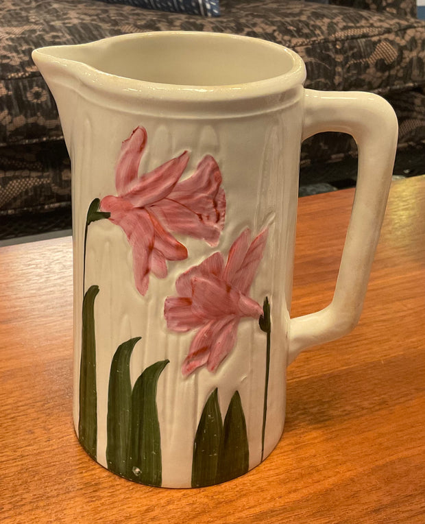 Wheeling Pottery Majolica Iris Pitcher