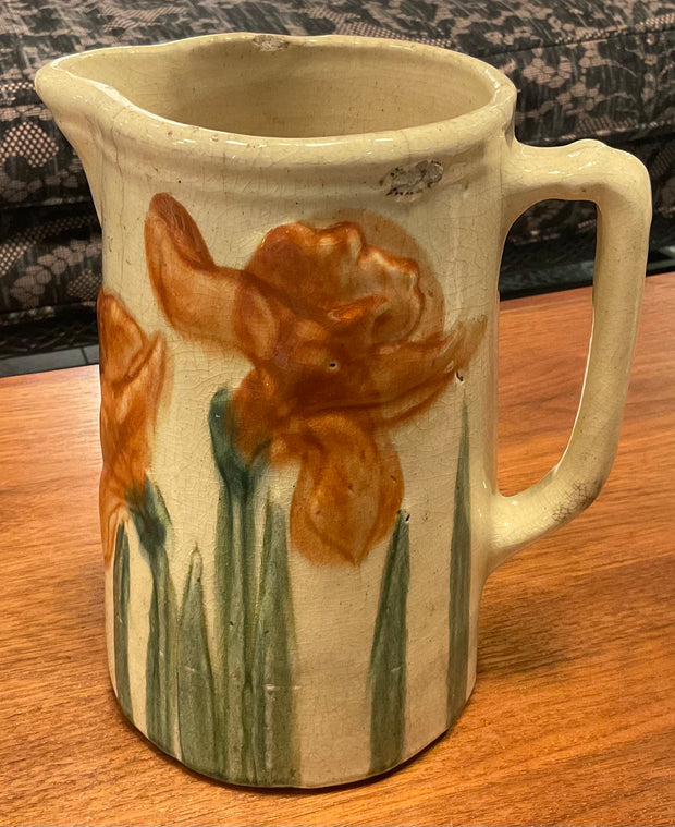 Wheeling Pottery Majolica Iris Pitcher