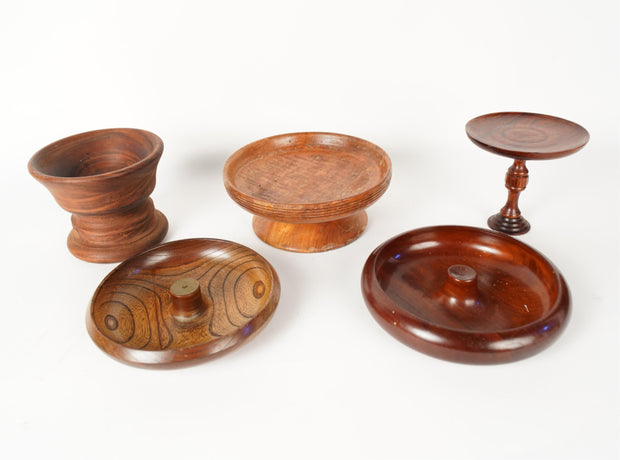 VINTAGE DECORATIVE TURNED WOOD TRAYS