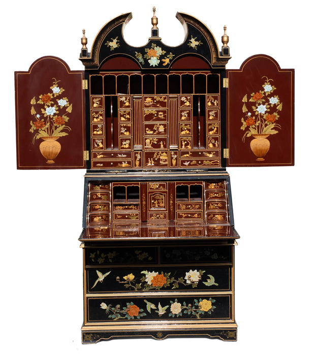 Black Lacquer Decorated Secretary